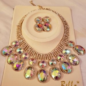 Brilliant Necklace Earrings Rhonestones